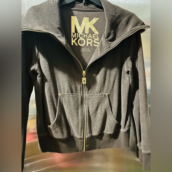 Michael Kors Dark Brown Jacket with Gold MK Logo - Picture 2 of 5